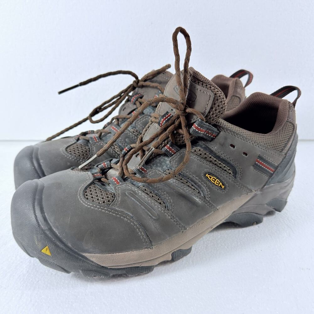 KEEN Utility Lansing Mens Low Steel Toe Work Shoes Size 11.5E Brown Hiking Clean